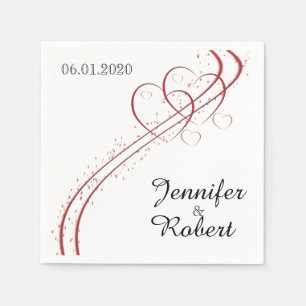 Two Hearts as One Wedding Napkin