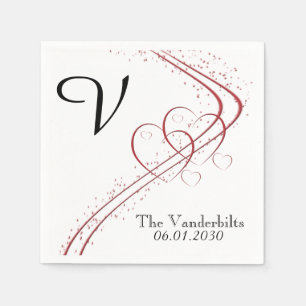 Two Hearts as One Wedding Napkin