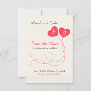 Two Hearts Balloons Save the Date Announcement