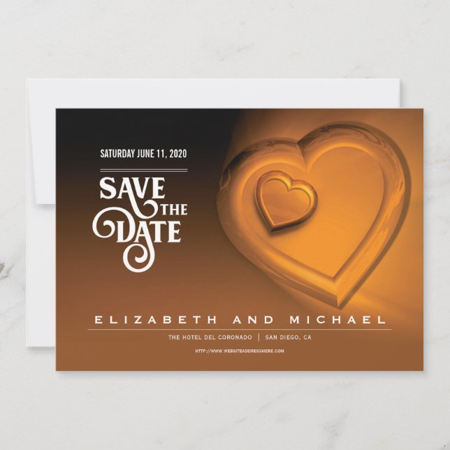 Two Hearts Beating As One - Gold - (Version 6) Save The Date (Front)