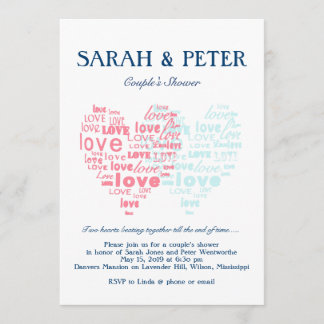 Two Hearts Beating Together/Sweet Couples Shower Invitation