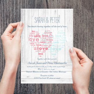 Two Hearts Beating Together/Sweet Rustic Wedding Invitation
