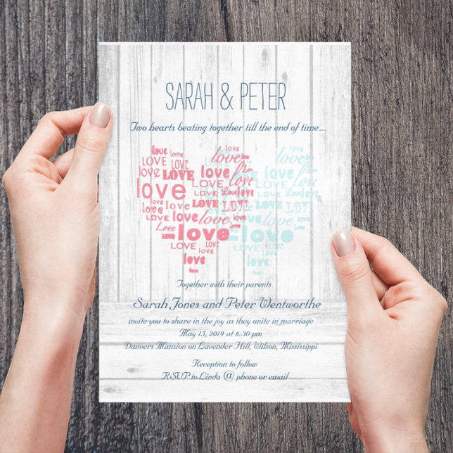 Two Hearts Beating Together/Sweet Rustic Wedding Invitation (Creator Uploaded)