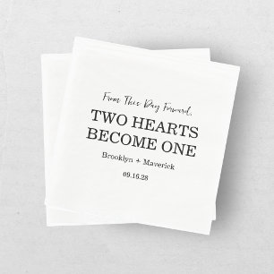 Two Hearts Become One Wedding Reception Napkin
