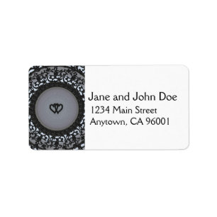 Two Hearts Black Sequin Look Label