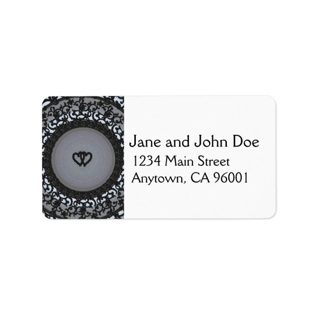 Two Hearts Black Sequin Look Label (Front)