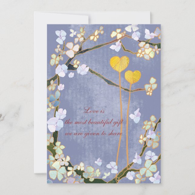 Two Hearts: Blue Wedding Invitations (Front)