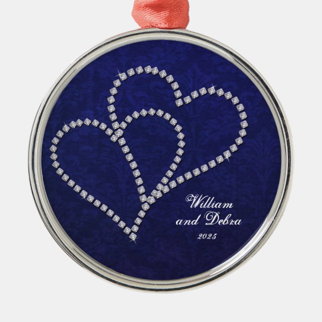 Two Hearts Bonded - Faux Diamond - Ornament (Front)