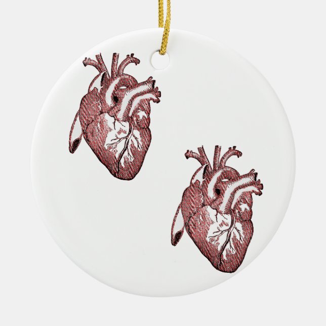 Two Hearts Ceramic Tree Decoration (Front)