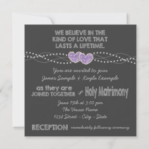 Two Hearts Chalkboard Wedding Invitation