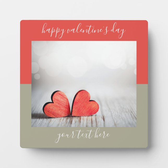 Two Hearts Colorblock Valentine's Day Plaque (Front)