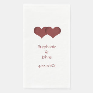 Two Hearts Couple Bride Groom Custom Name Wedding  Napkin