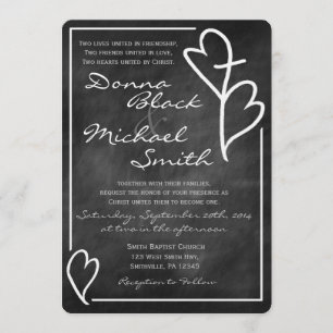 Two Hearts Cross Religious Wedding Invitations