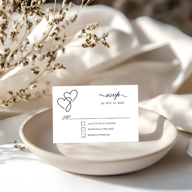 Two Hearts Elegant Script RSVP Card (Creator Uploaded)