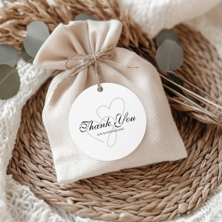 Two Hearts Elegant Script Wedding Favour Tags
