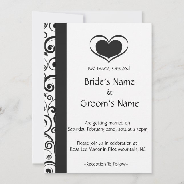 Two Hearts Floral Wedding Invitation (Front)