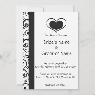 Two Hearts Floral Wedding Invitation