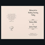 Two Hearts Folded Wedding Program Template<br><div class="desc">Solid colour wedding program template to be folded in half after purchase. Little embellishments, such as line dividers for the names, and cute entwined hearts on the back, give this simple program an enchanting touch. Casual printed font style is used for the "order of ceremony" and "wedding party", as well...</div>