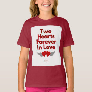 Two Hearts Forever In Love Girls Maroon T Shirt