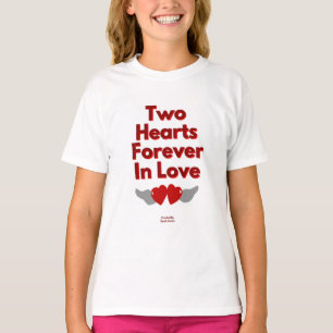 Two Hearts Forever In Love Girls White T Shirt