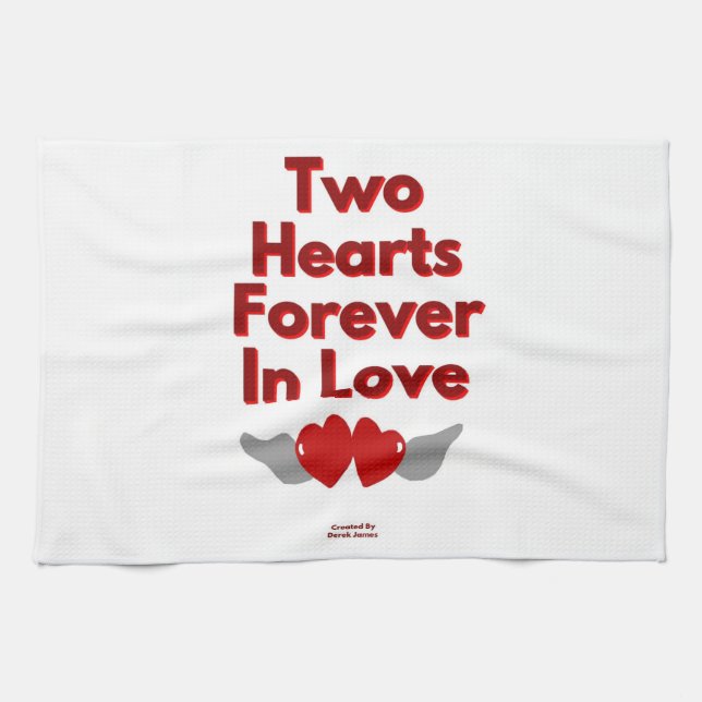 Two Hearts Forever In Love Kitchen Towel (Horizontal)