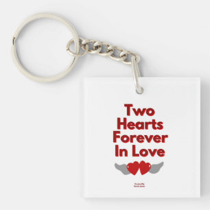 Two Hearts forever In Love Square Key Chain