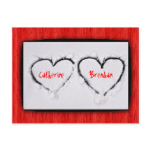 Two Hearts Fresh White Snow Red Corrugated Metal