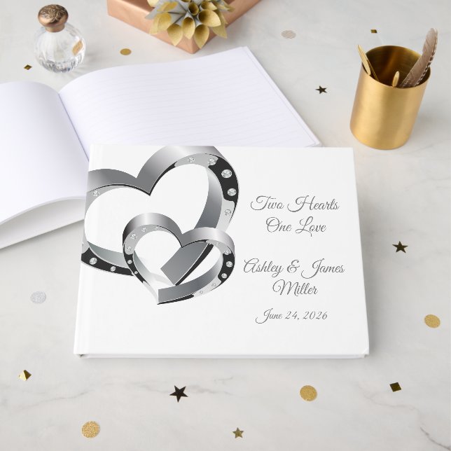 Two Hearts Guest Book (Front Open)