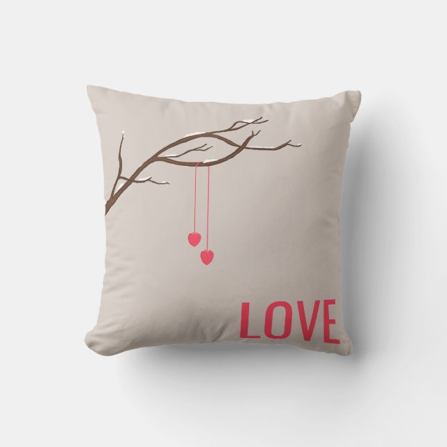 Two Hearts in a Tree Valentine's Love design Cushion (Front)