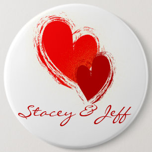 Two hearts in love 6 cm round badge