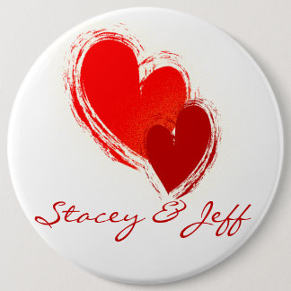 Two hearts in love 6 cm round badge