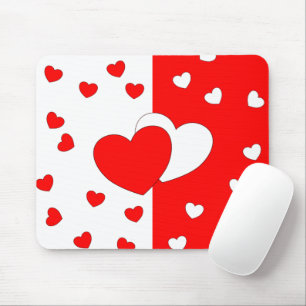 Two Hearts In Love Red And White Mouse Pad