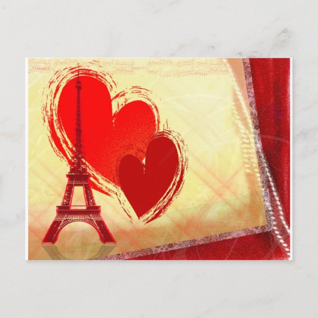 Two hearts in Paris Postcard (Front)