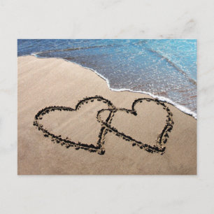 Two Hearts In The Sand Beach Postcard