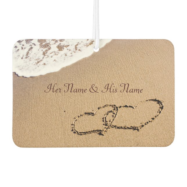 Two Hearts In The Sand Car Air Freshener (Front)