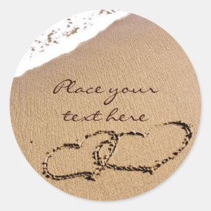Two Hearts In The Sand Classic Round Sticker