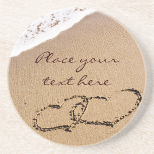 Two Hearts In The Sand Coaster