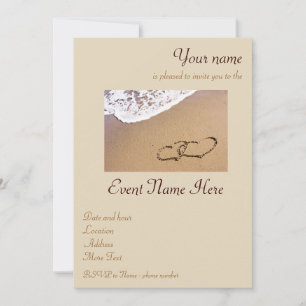 Two Hearts In The Sand Invitation