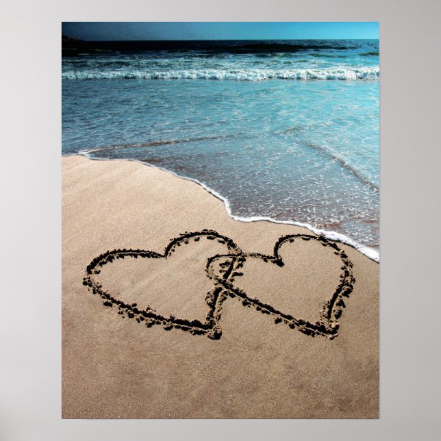Two Hearts In The Sand Large Photo Poster Print (Front)