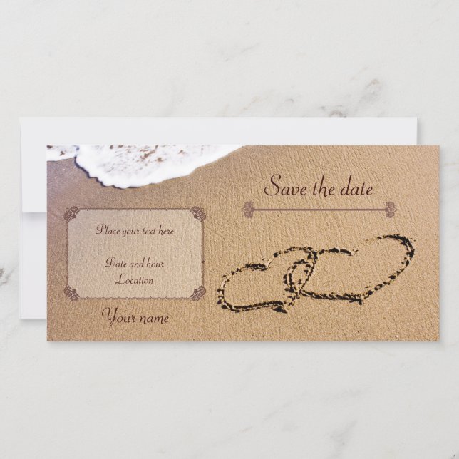 Two Hearts In The Sand Save The Date (Front)