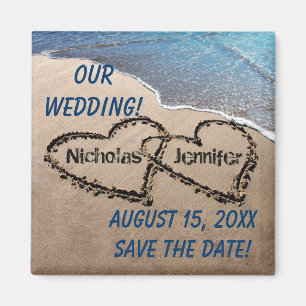 Two Hearts In The Sand Save The Date Magnet