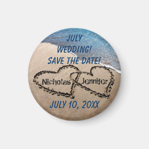Two Hearts In The Sand Save The Date Magnet