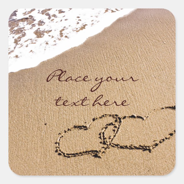 Two Hearts In The Sand Square Sticker (Front)