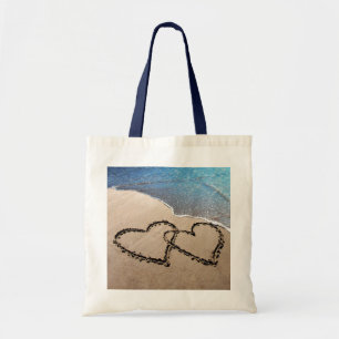 Two Hearts In The Sand Tote Bag
