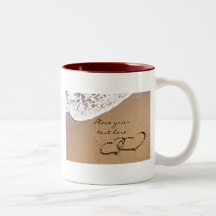 Two Hearts In The Sand Two-Tone Coffee Mug