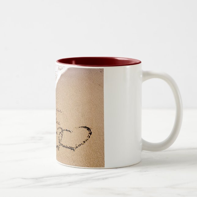 Two Hearts In The Sand Two-Tone Coffee Mug (Right)