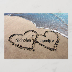 Two Hearts In The Sand Wedding Invitation