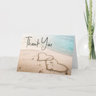 Two Hearts in the Sand Wedding Thank You Card