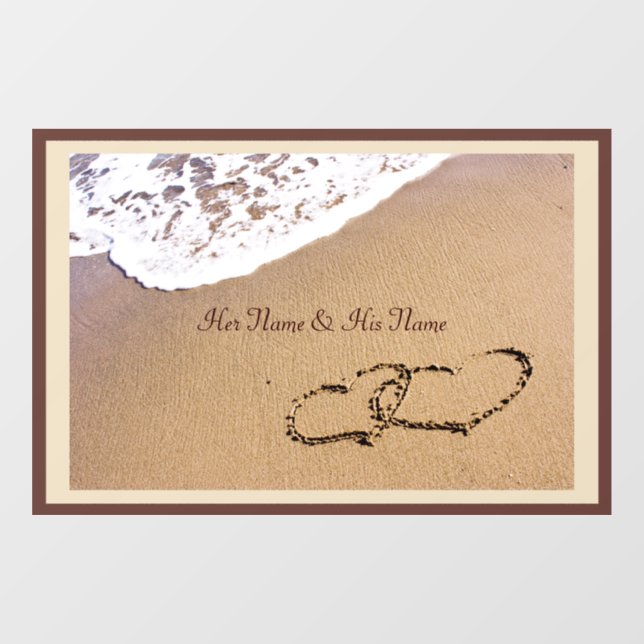 Two Hearts In The Sand Window Cling (Sheet)