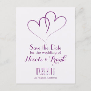 Two Hearts intertwined Save the Date -Purple